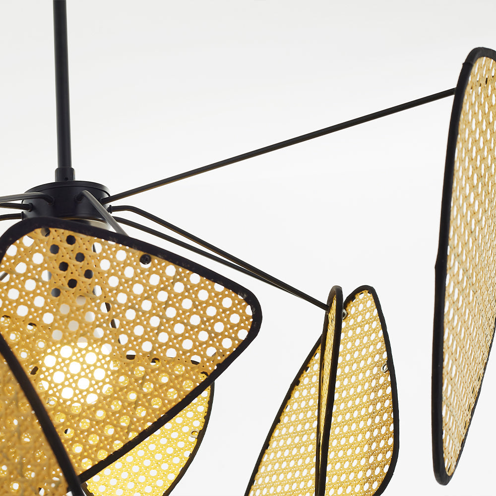 Ritta Pendant Light Leaf Grid, Rattan/Metal, Bedroom - Neutral Decor
