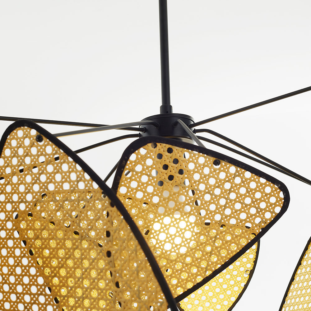 Ritta Pendant Light Leaf Grid, Rattan/Metal, Bedroom - Neutral Decor