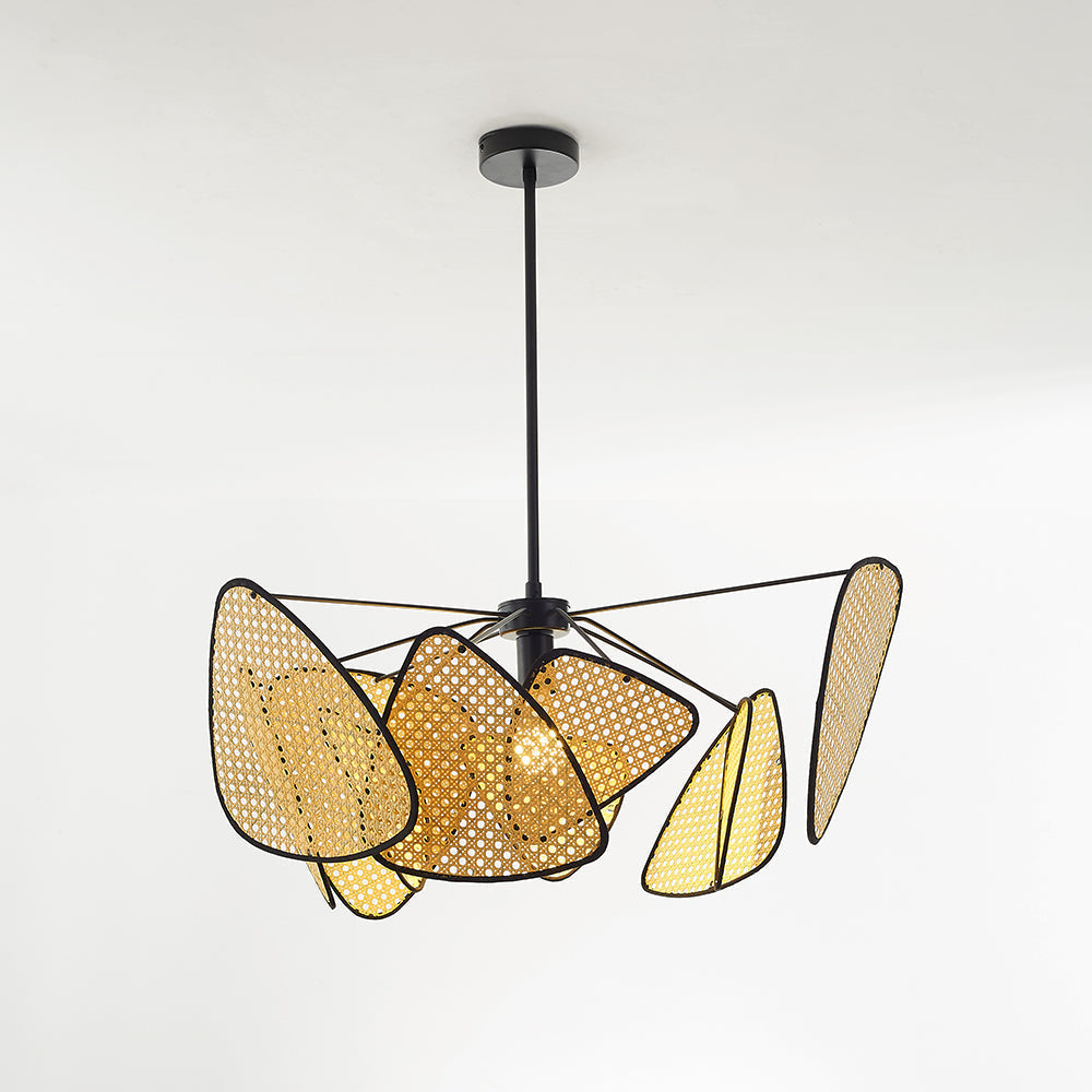 Ritta Pendant Light Leaf Grid, Rattan/Metal, Bedroom - Neutral Decor