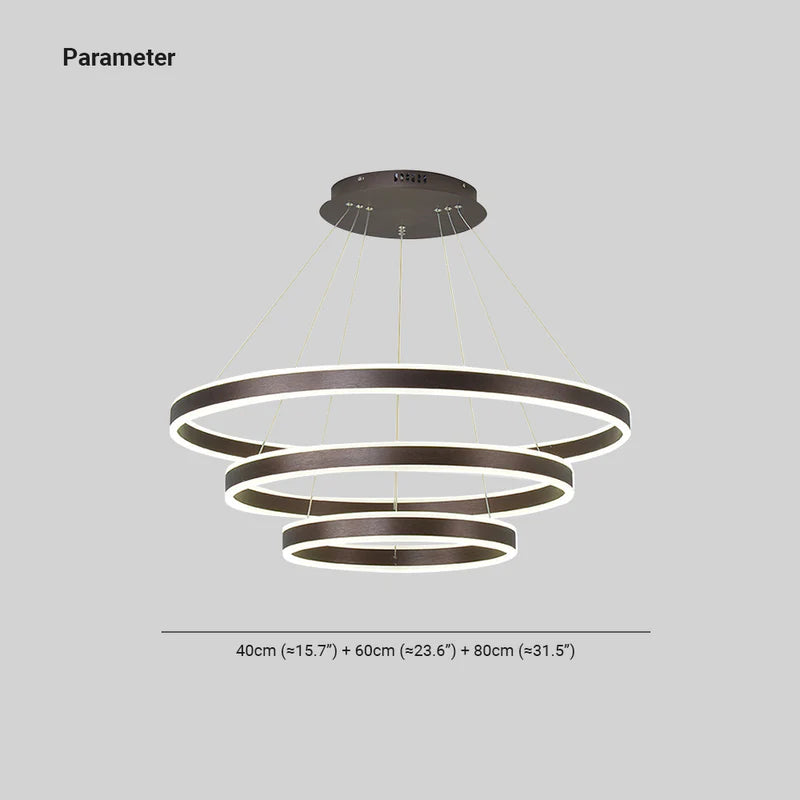 Arisha Moderne Minimaliste Coffee LED Pendant Light, 3 Ring - Neutral Decor