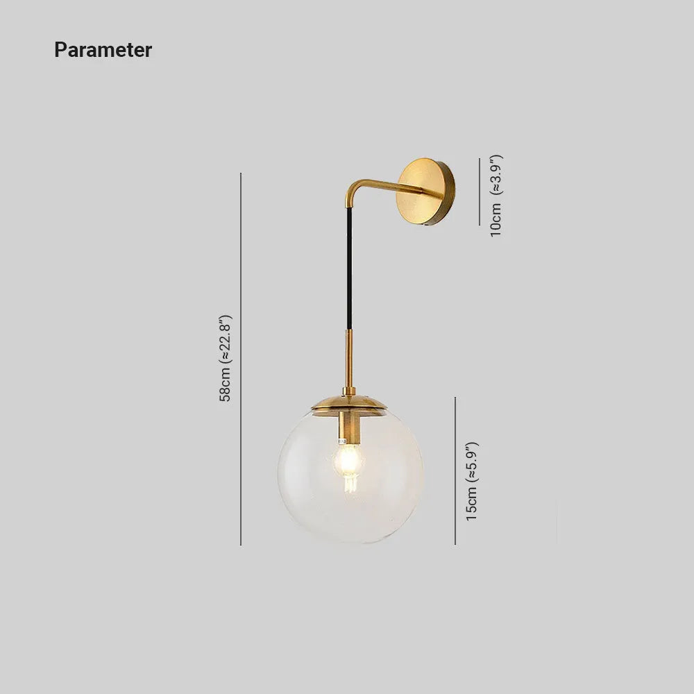 Valentina Glass Ball Nordic LED Wall Reading Lamp Single Head - Neutral Decor