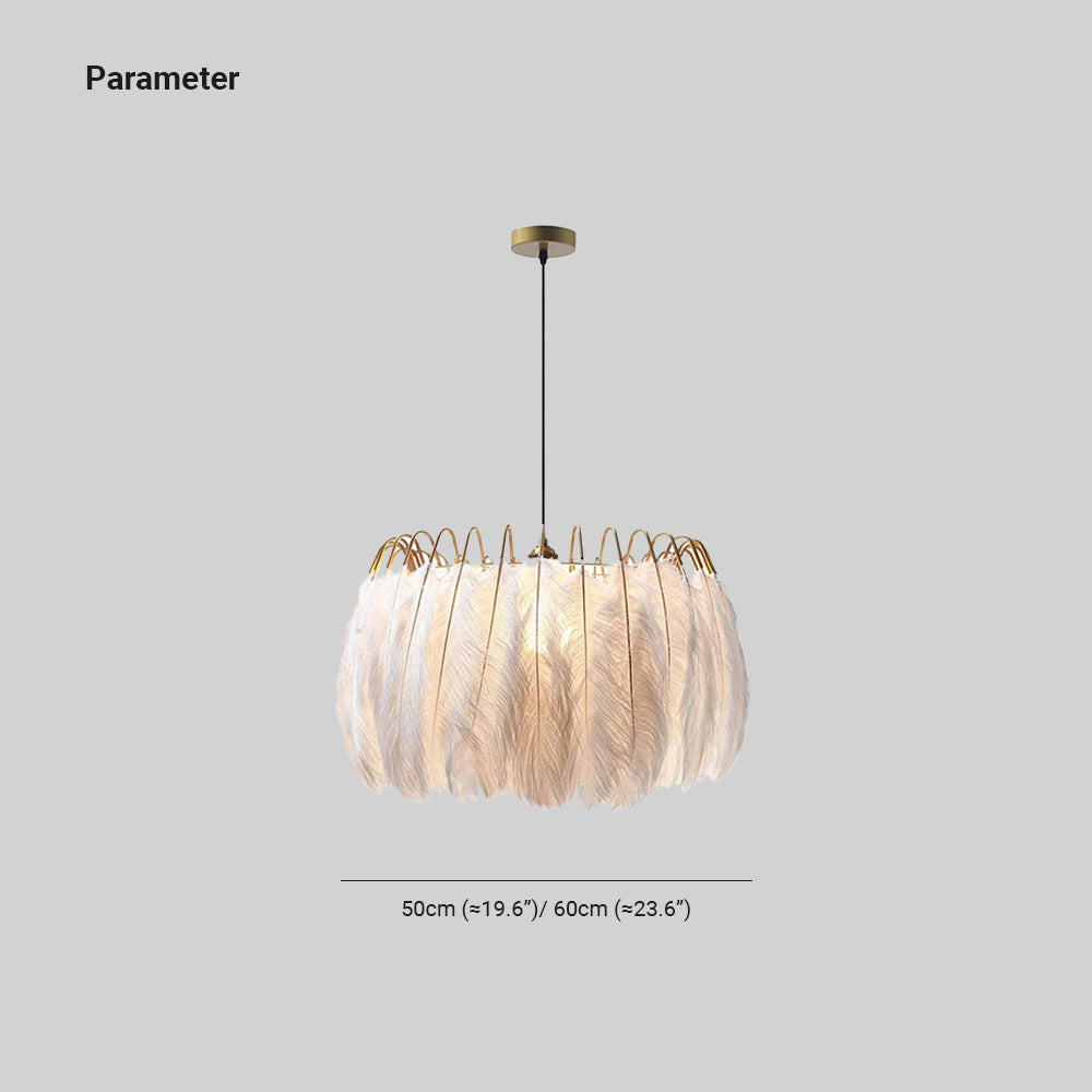 O'Moore Elegant Feather Pendant Light, Black/White, Bedroom/Living Room - Neutral Decor