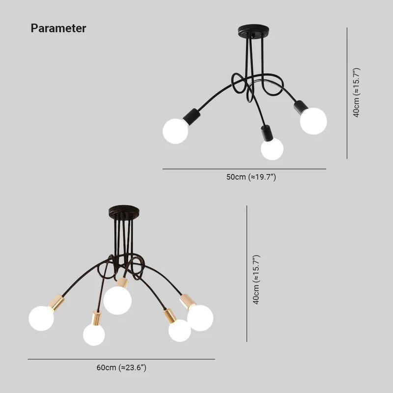 Arisha Modern Linear Curve Metal Ceiling Light, Dining Room/Living Room - Neutral Decor