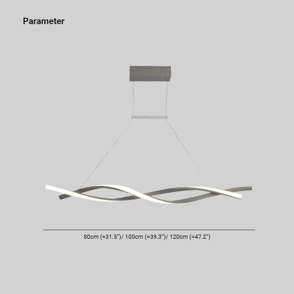 Arisha Pendant Light Linear Double Wave Modern, Metal, Black/Grey, Bedroom - Neutral Decor