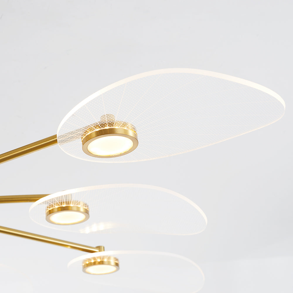 Arisha Art Deco Leaf Metal/Acrylic Chandelier, Gold - Neutral Decor
