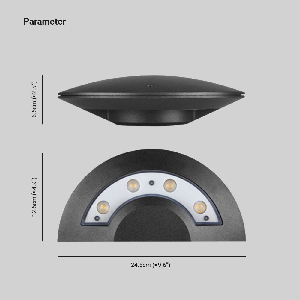 Ray Wall Lamp Flying Saucer, Metal LED, Black, Outdoor - Neutral Decor