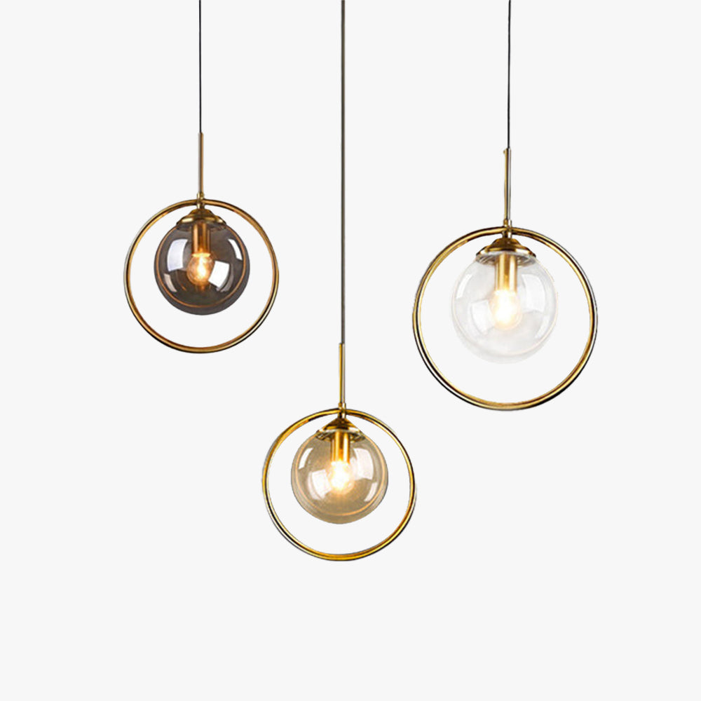 Zoey Glass Pendant Light with a Metal Ring-Neutral Decor