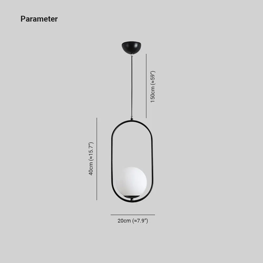 Valentina Minimalist Oval Golden & Black Frame Globe Pendant Light - Neutral Decor