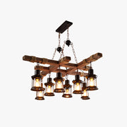 Epoch Industrial LED Classical Chandelier Wood Glass Living Room - Neutral Decor