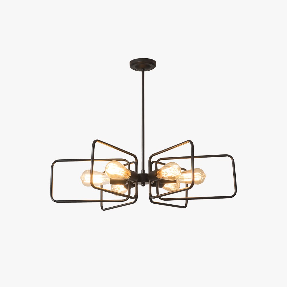 Alessio Industrial LED Chandelier Black Metal Living Room/Bedroom - Neutral Decor