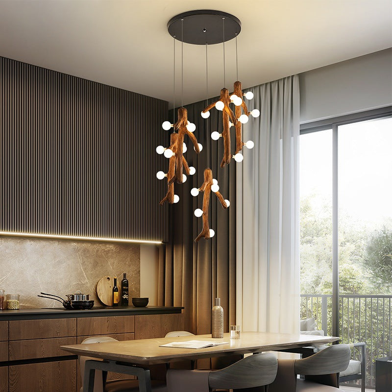 Epoch Nordic LED Chandelier Wood Living Dining Room Bedroom - Neutral Decor