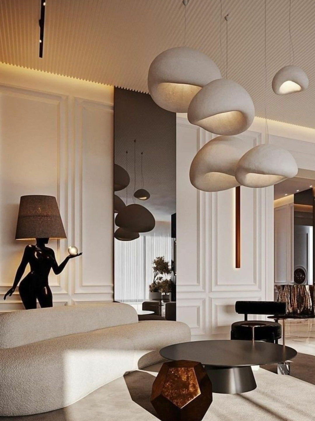 Lustra Chandelier Rough Combination Wabi-Sabi-Neutral Decor