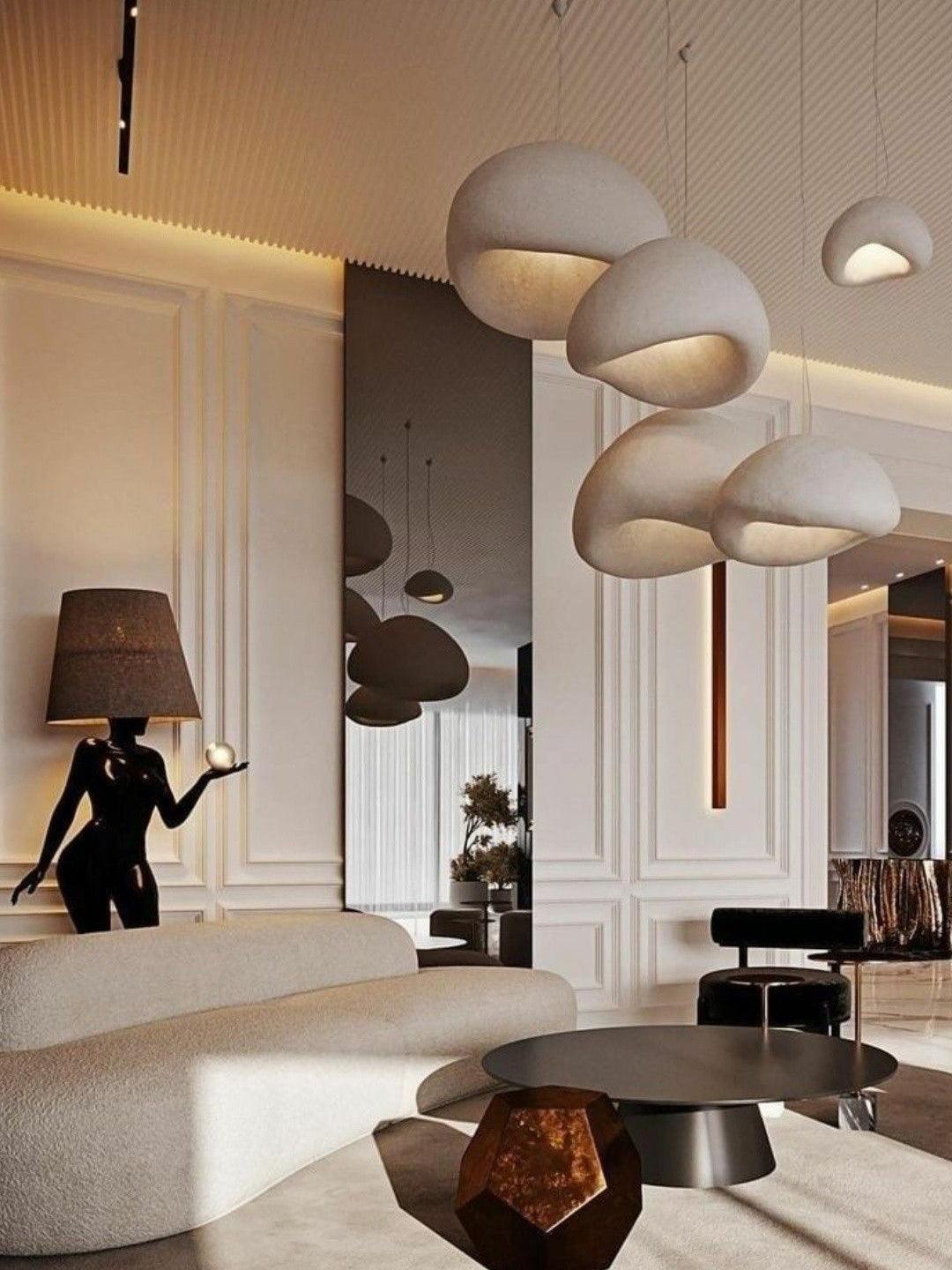 Chandelier Wabi-Sabi Pebble Cluster Organic Form Minimalist Artistic
