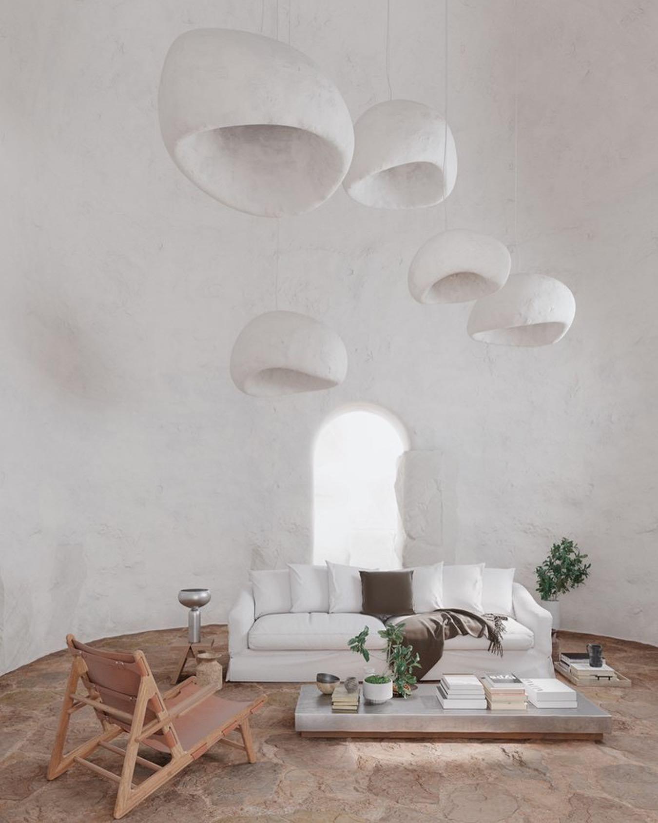 Chandelier Wabi-Sabi Pebble Cluster Organic Form Minimalist Artistic