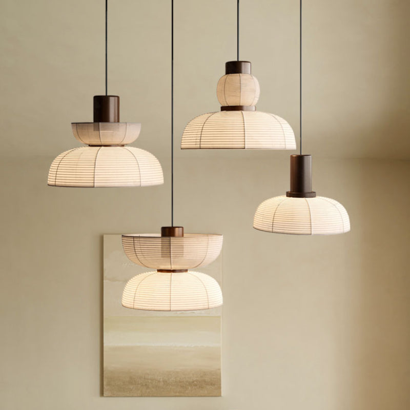 Ritta Pendant Light Neutral Paper Modern Fabric White - Neutral Decor