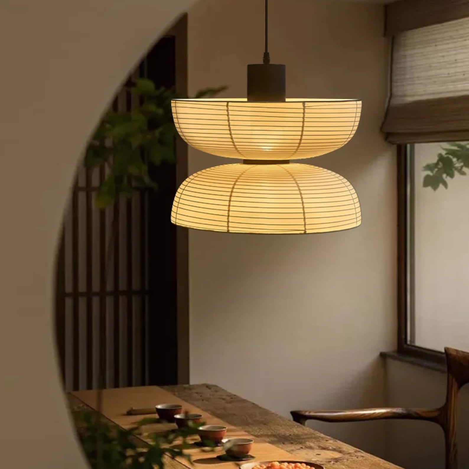 Ritta Pendant Light Neutral Paper Modern Fabric White - Neutral Decor