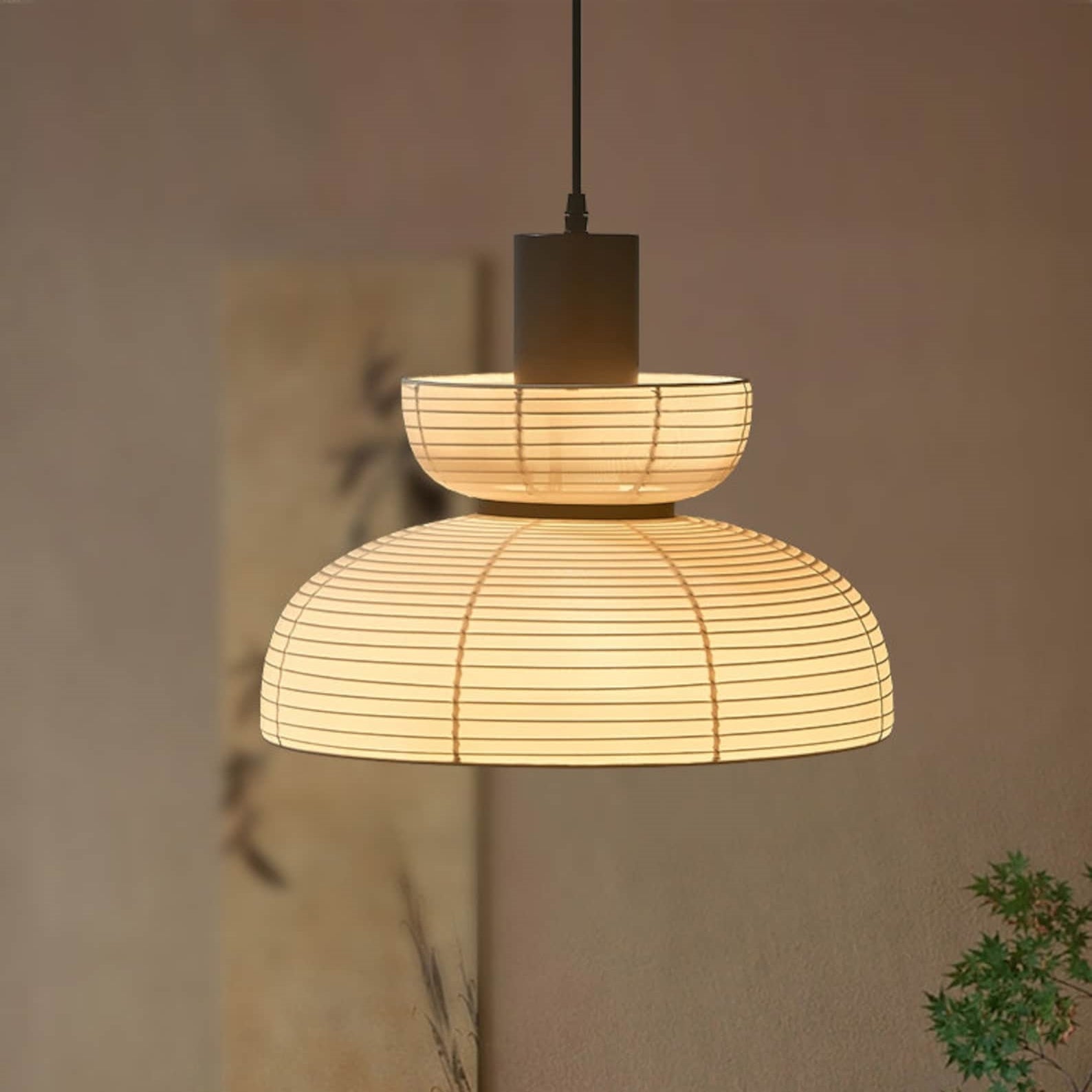 Ritta Pendant Light Neutral Paper Modern Fabric White - Neutral Decor