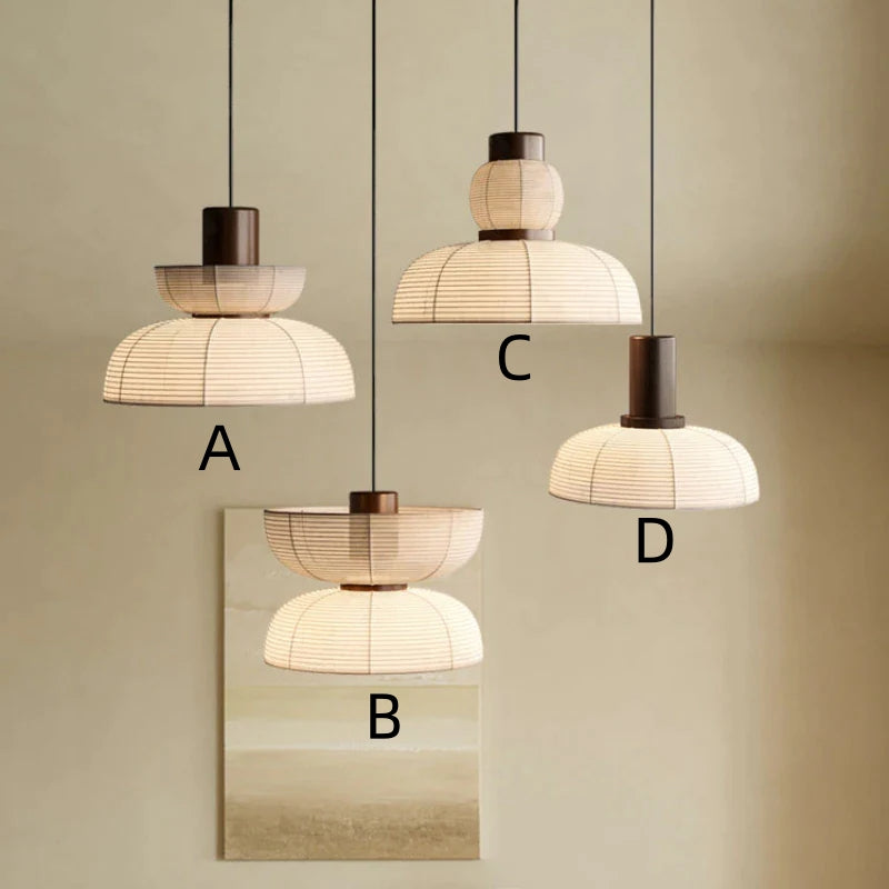 Ritta Pendant Light Neutral Paper Modern Fabric White - Neutral Decor