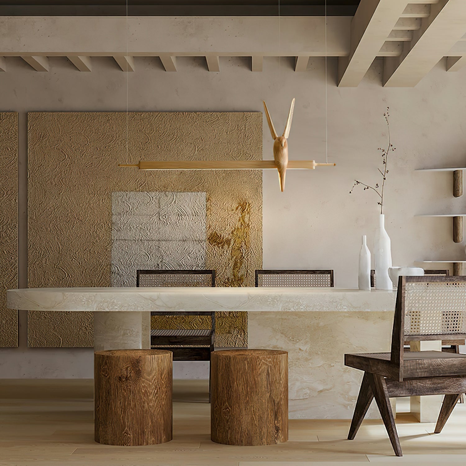 Varinisra Sculptural Oak Pendant Light-Neutral Decor