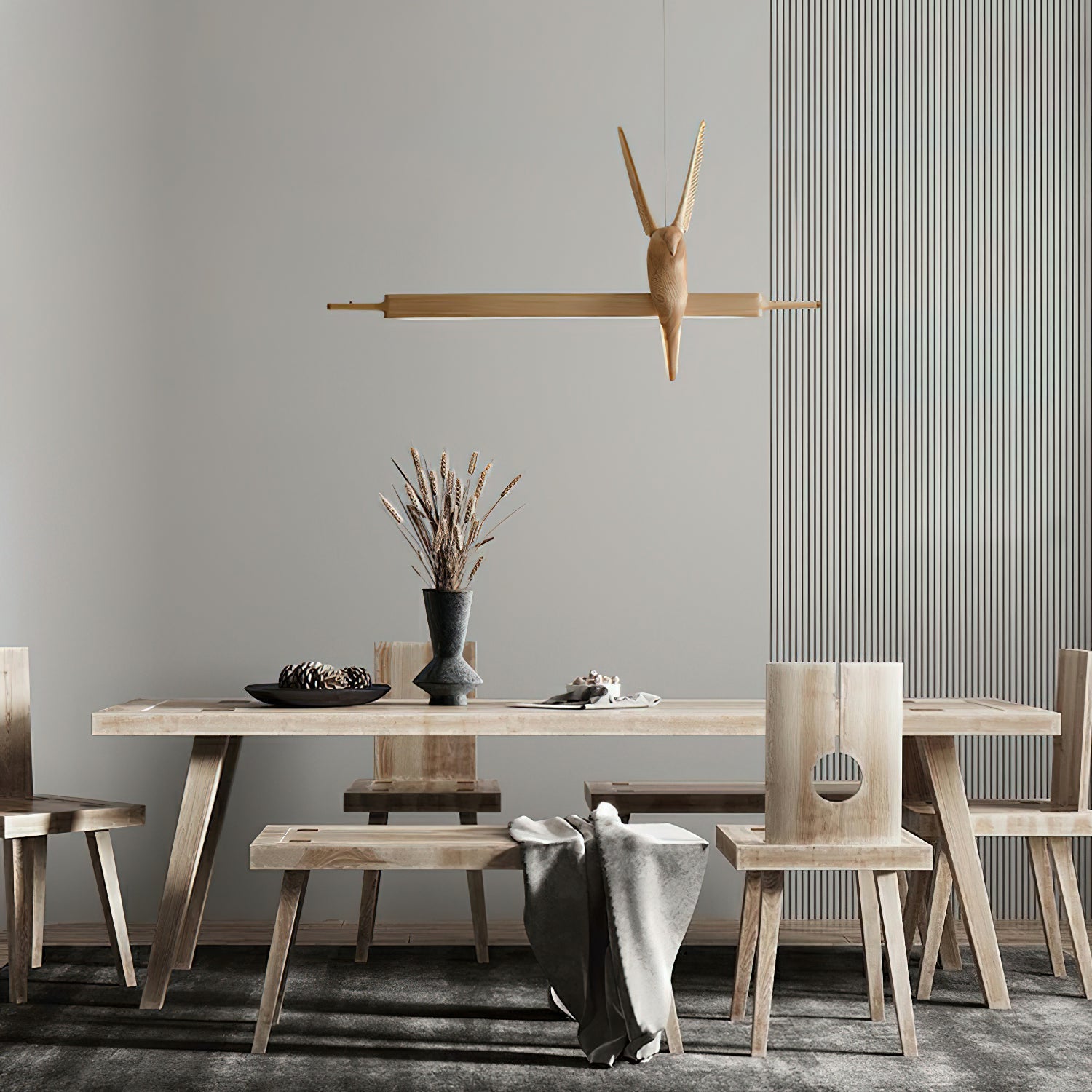 Varinisra Sculptural Oak Pendant Light-Neutral Decor
