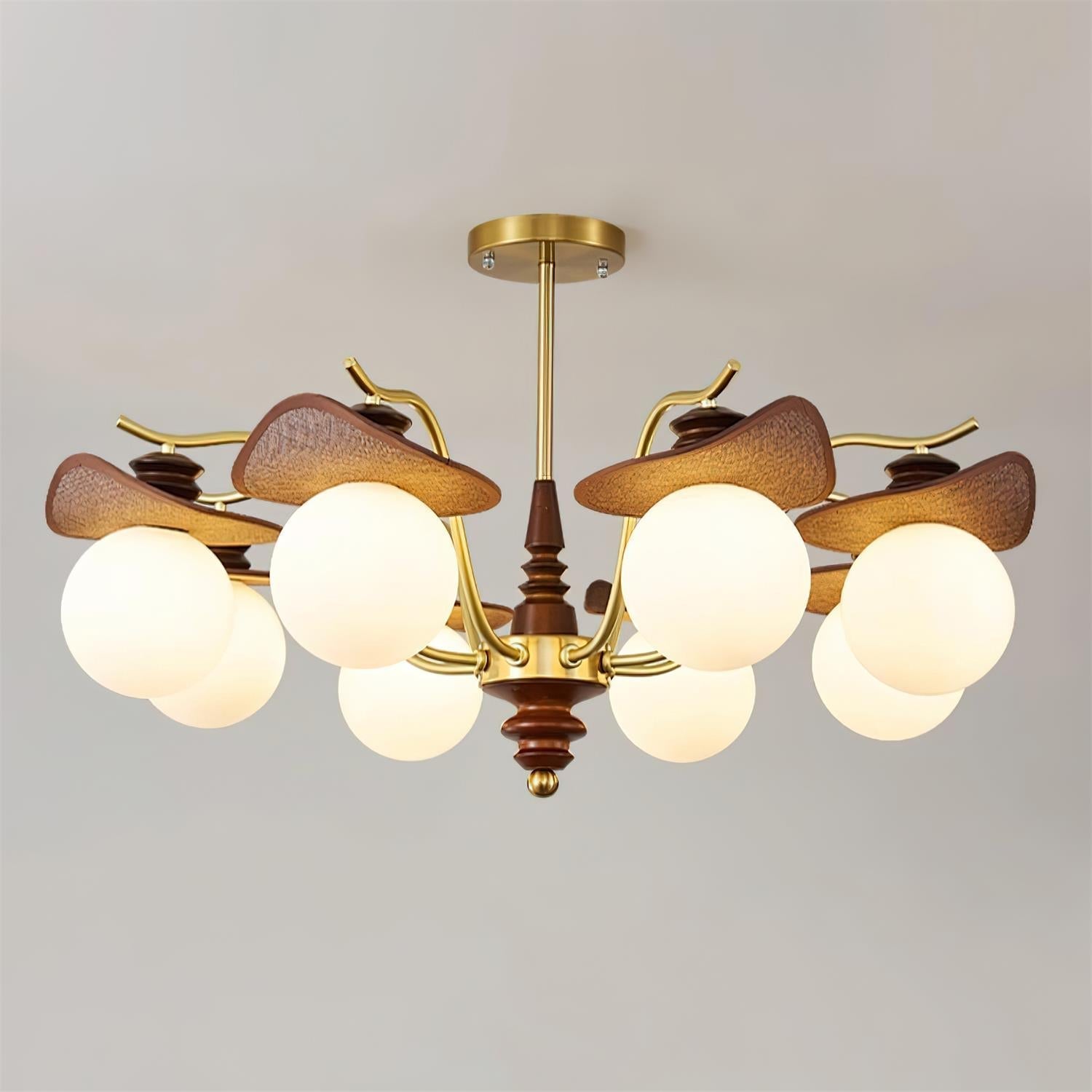 Wood-Globe Chandelier