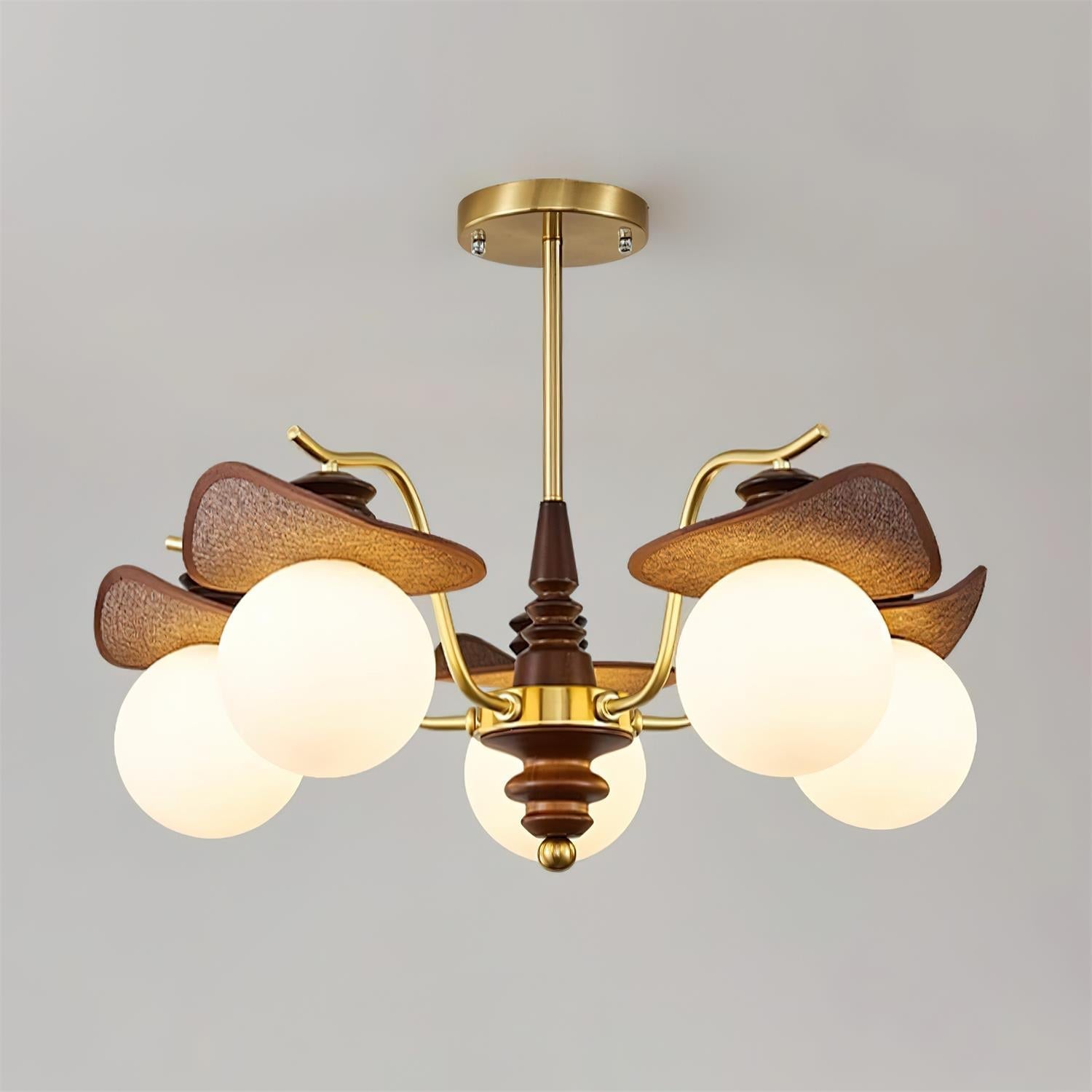 Wood-Globe Chandelier