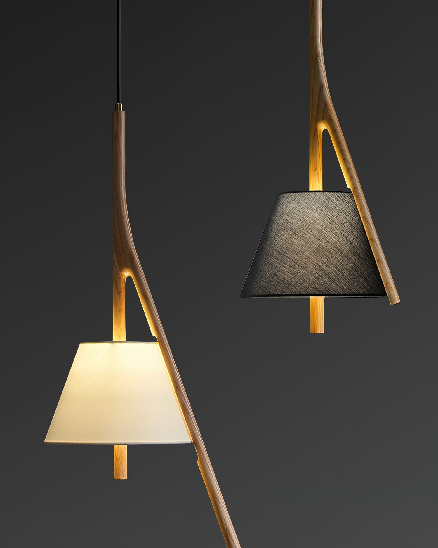 Zovenarae Triangular Wood Pendant Light-Neutral Decor