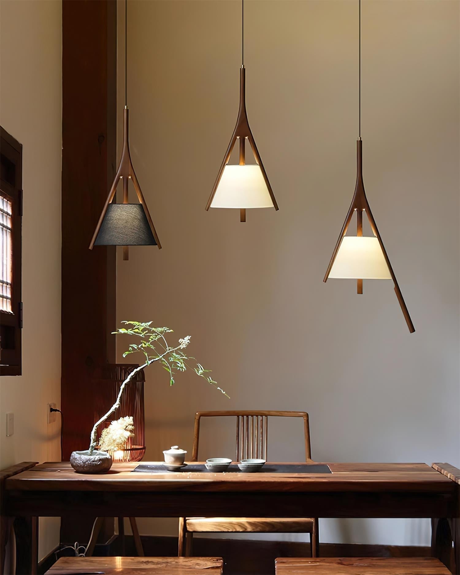Zovenarae Triangular Wood Pendant Light-Neutral Decor