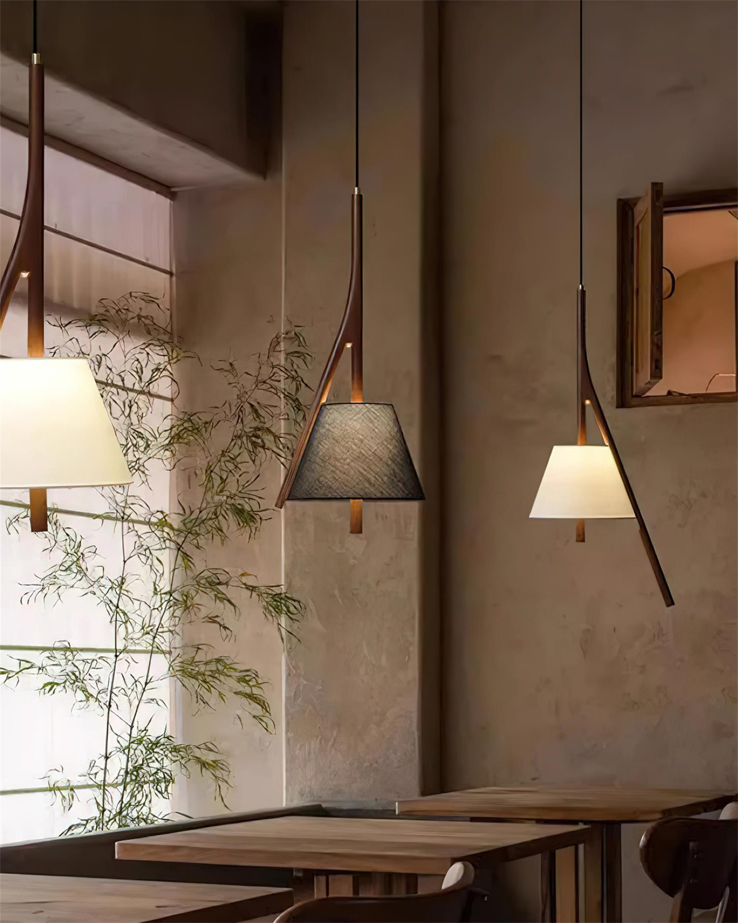 Zovenarae Triangular Wood Pendant Light-Neutral Decor