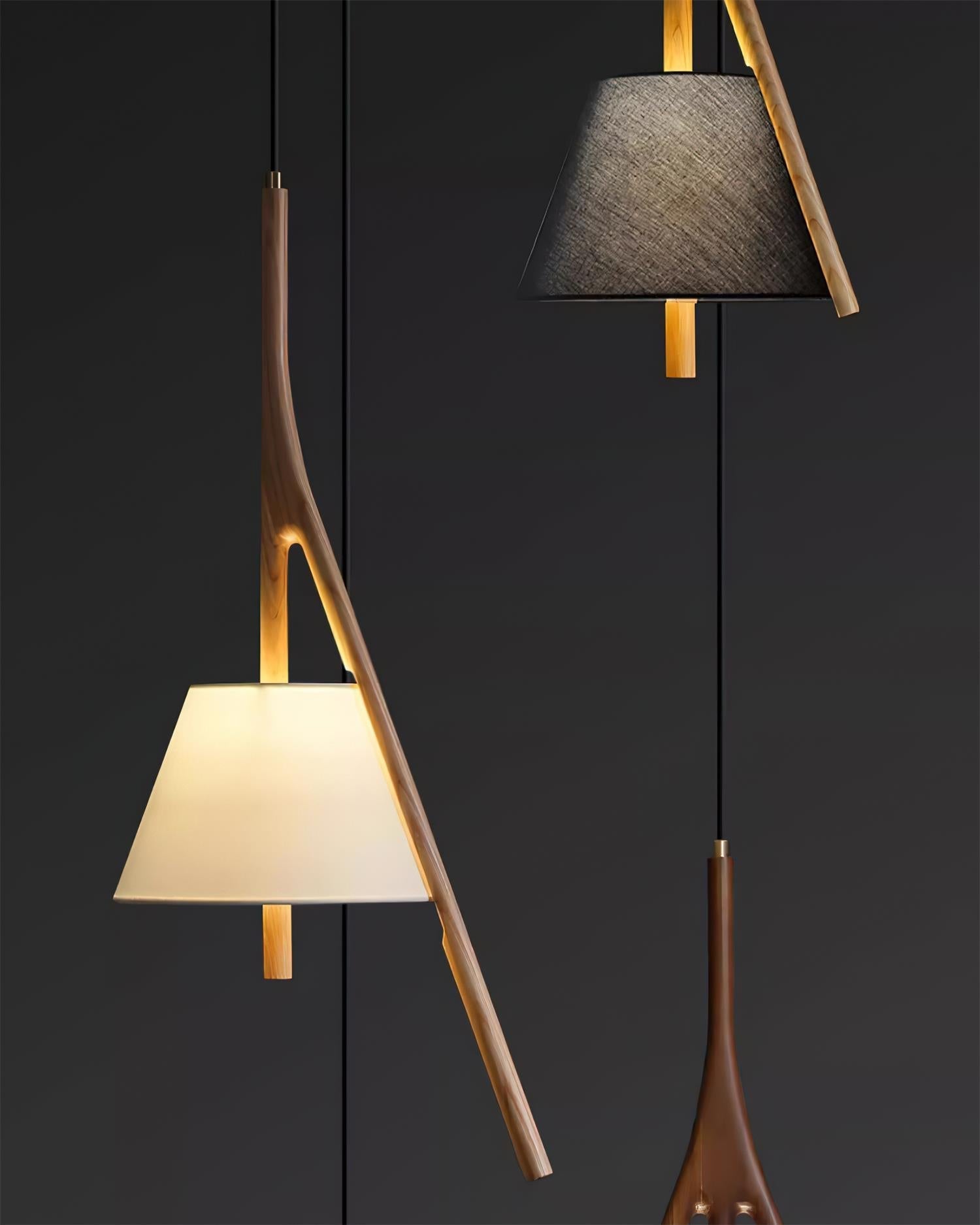 Zovenarae Triangular Wood Pendant Light-Neutral Decor