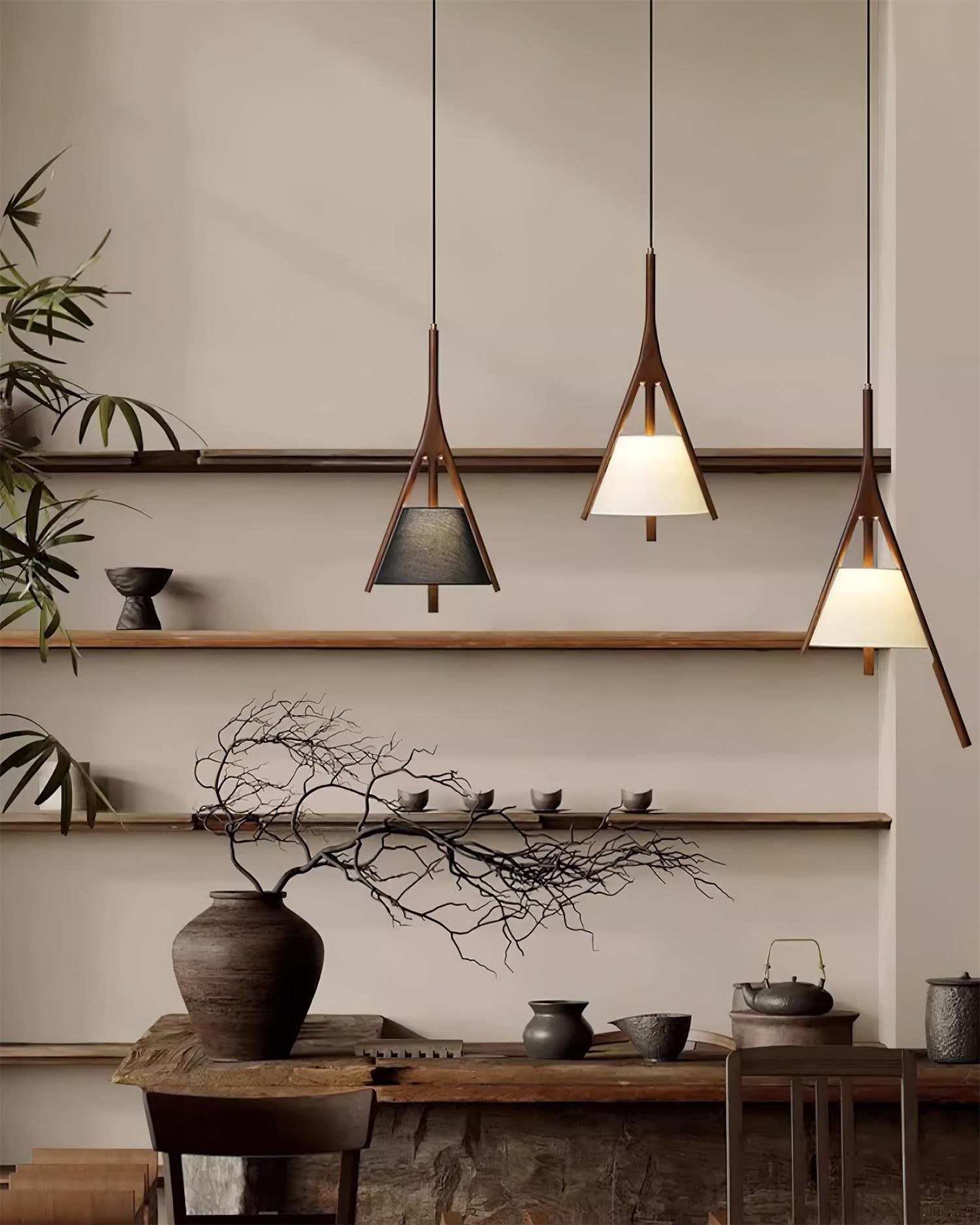 Zovenarae Triangular Wood Pendant Light-Neutral Decor