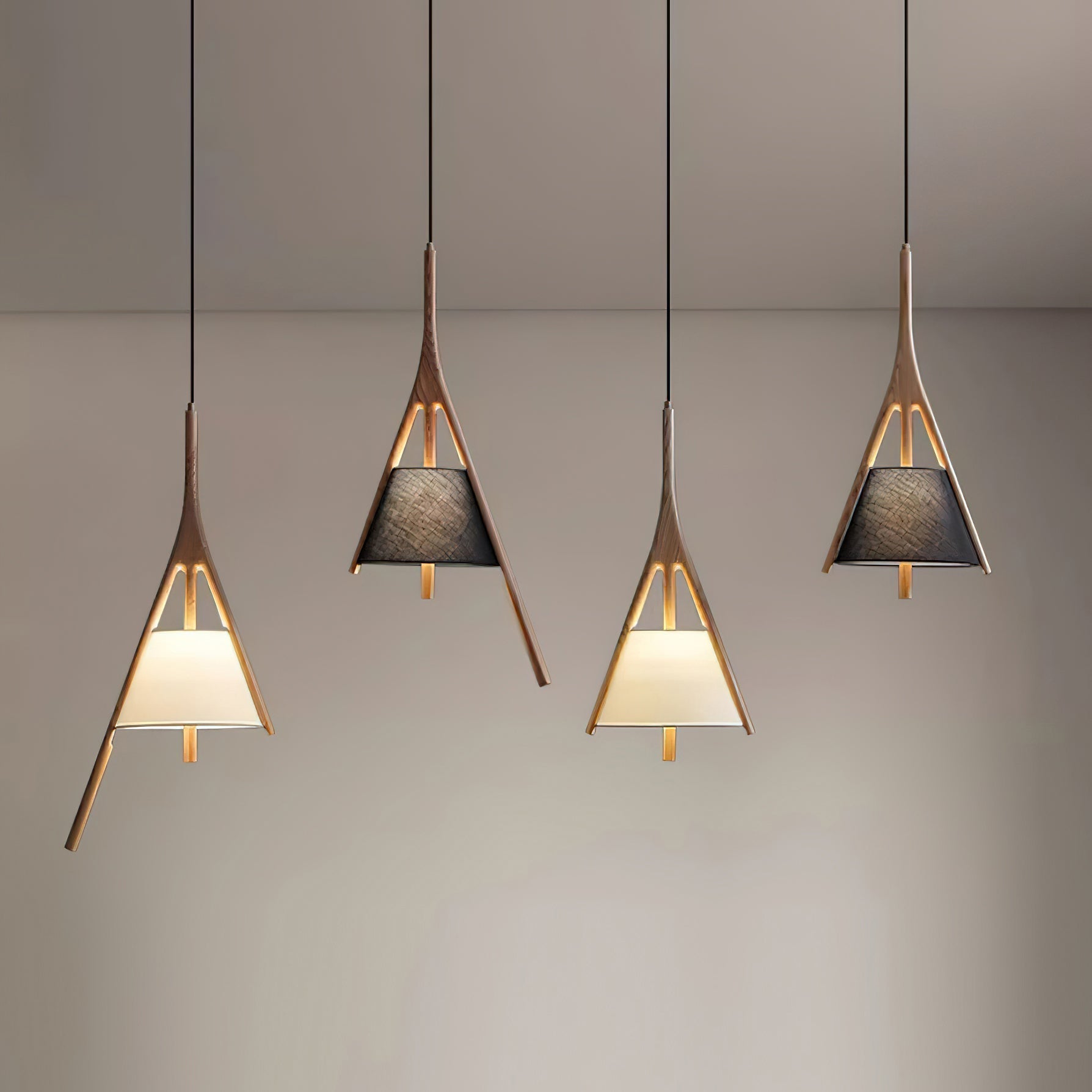 Zovenarae Triangular Wood Pendant Light-Neutral Decor