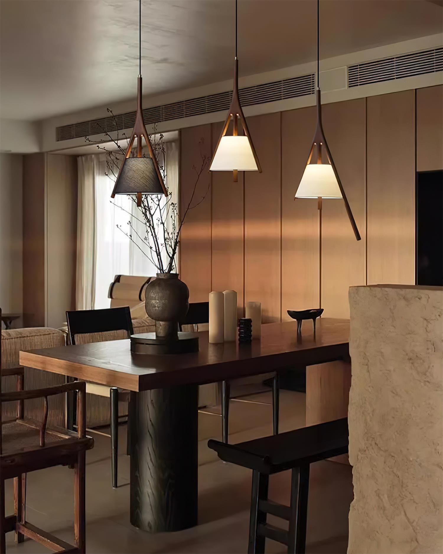 Zovenarae Triangular Wood Pendant Light-Neutral Decor