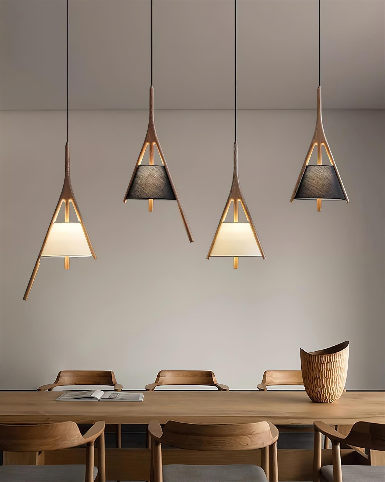 Zovenarae Triangular Wood Pendant Light-Neutral Decor