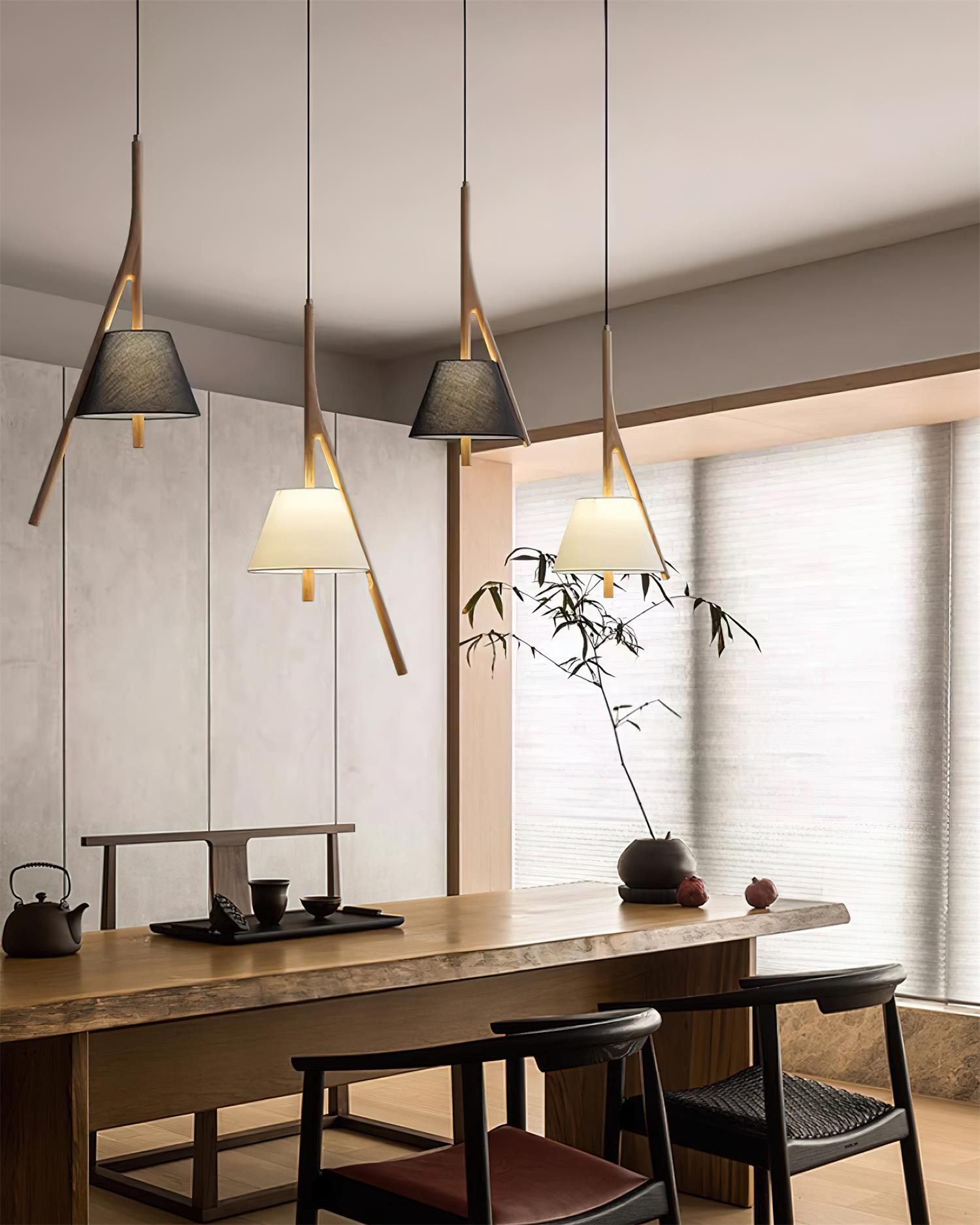 Zovenarae Triangular Wood Pendant Light-Neutral Decor