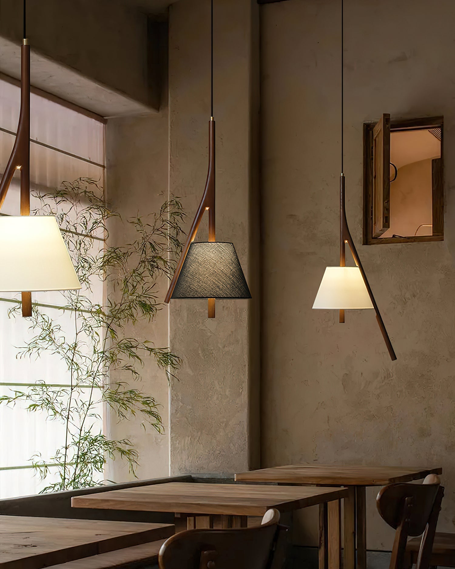 Zovenarae Triangular Wood Pendant Light-Neutral Decor