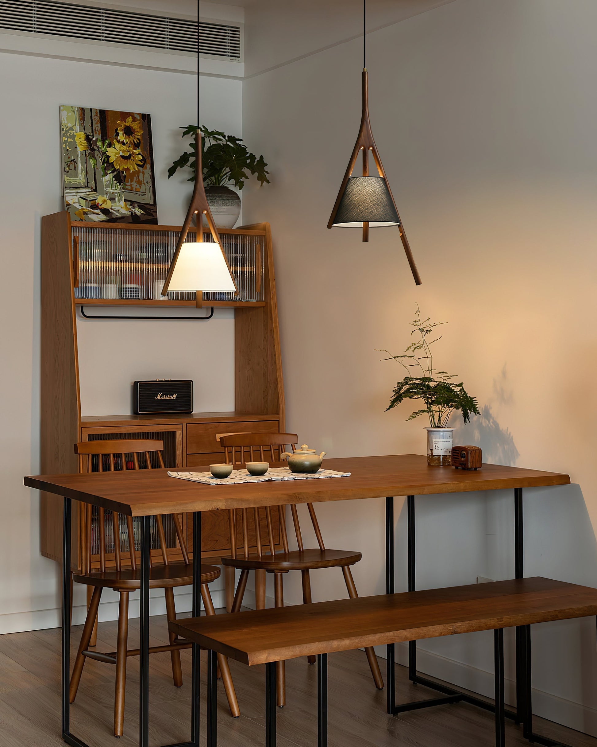 Zovenarae Triangular Wood Pendant Light-Neutral Decor