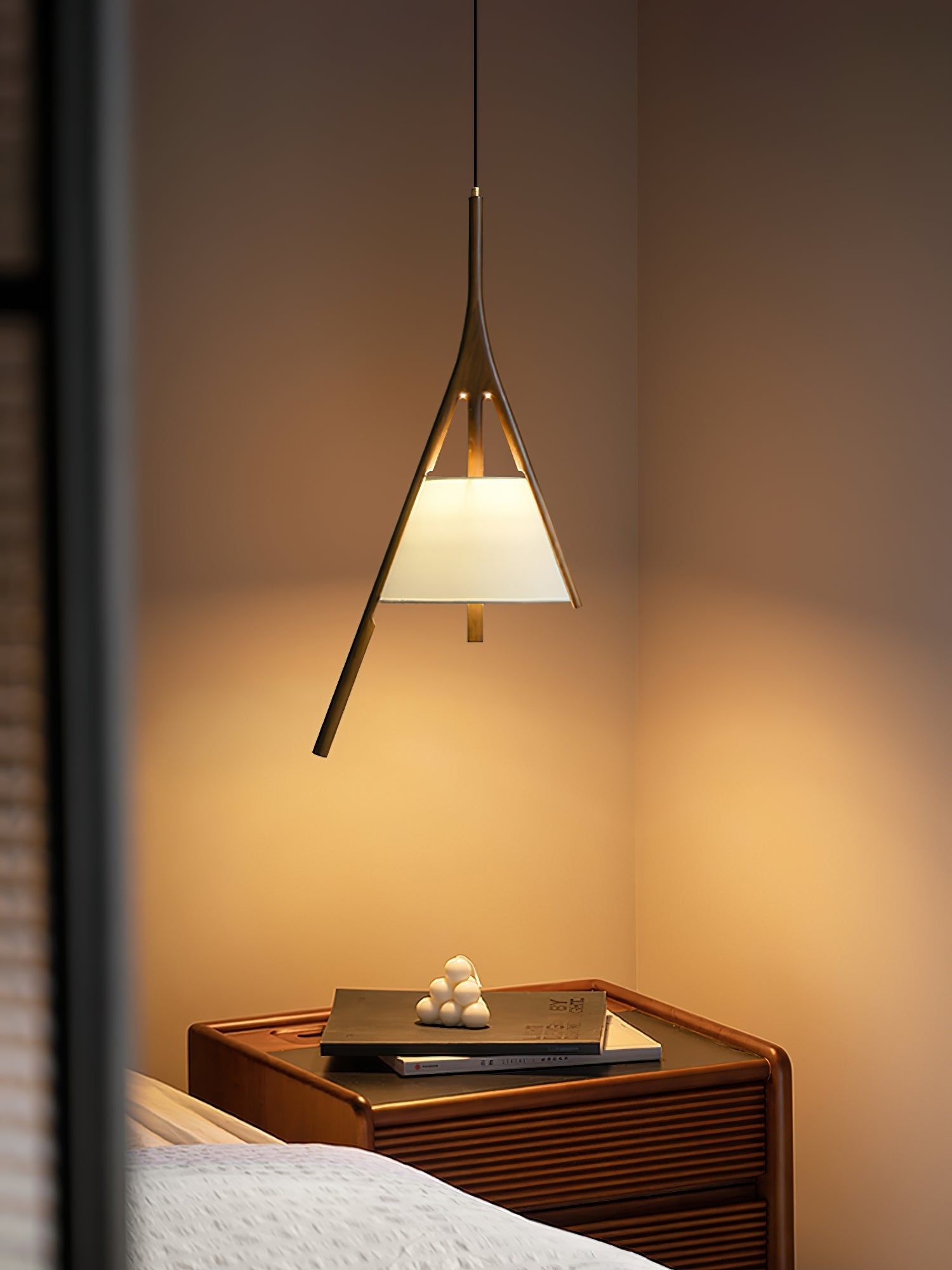 Zovenarae Triangular Wood Pendant Light-Neutral Decor