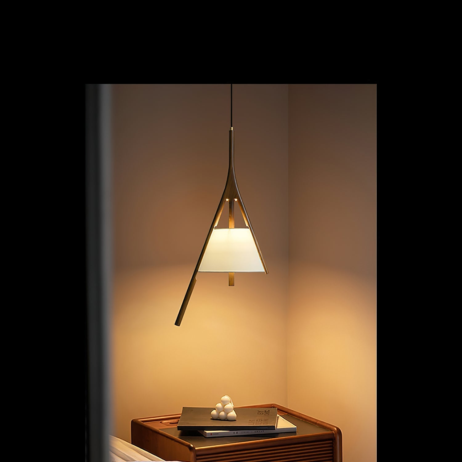 Zovenarae Triangular Wood Pendant Light-Neutral Decor