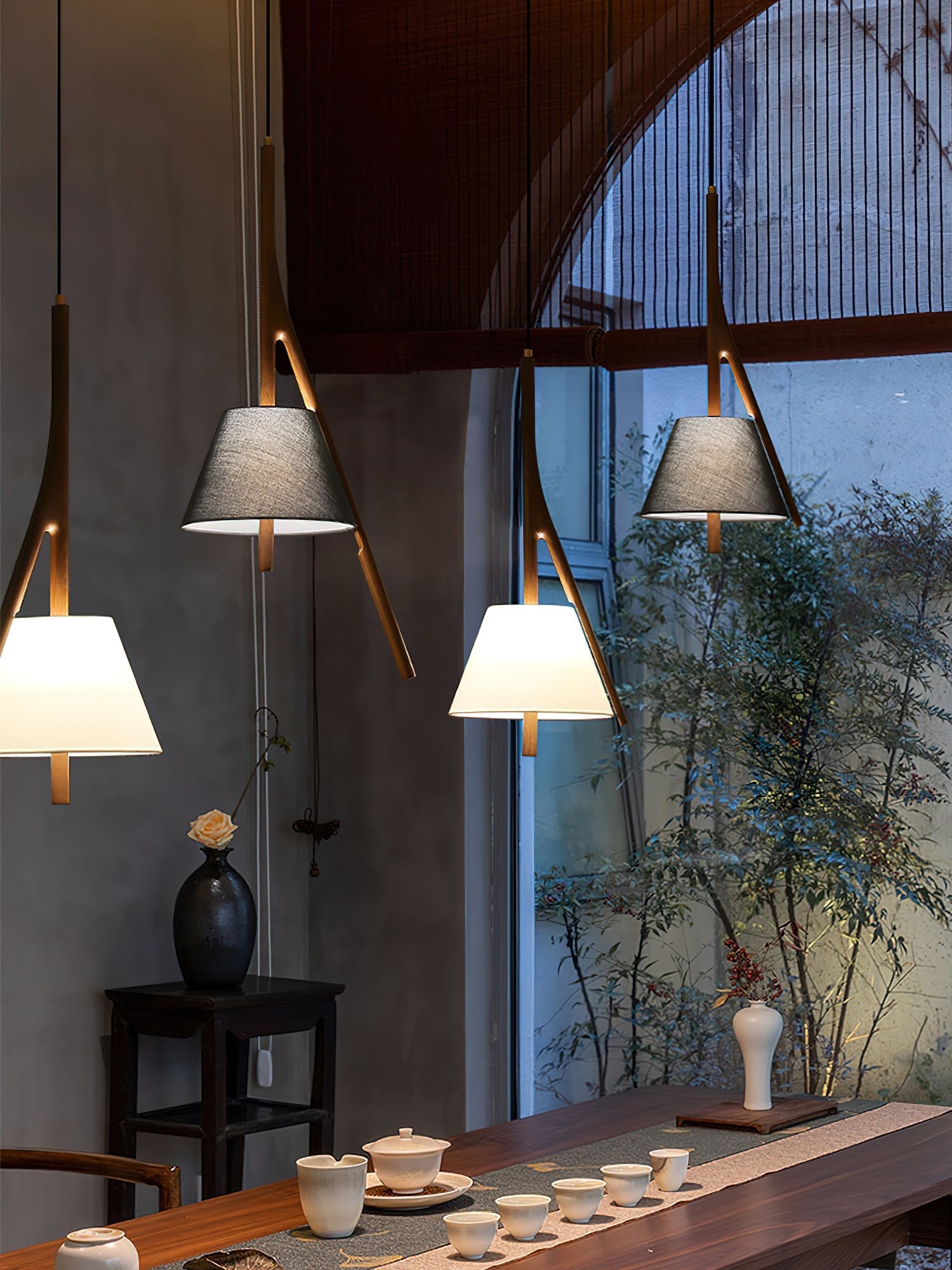 Zovenarae Triangular Wood Pendant Light-Neutral Decor
