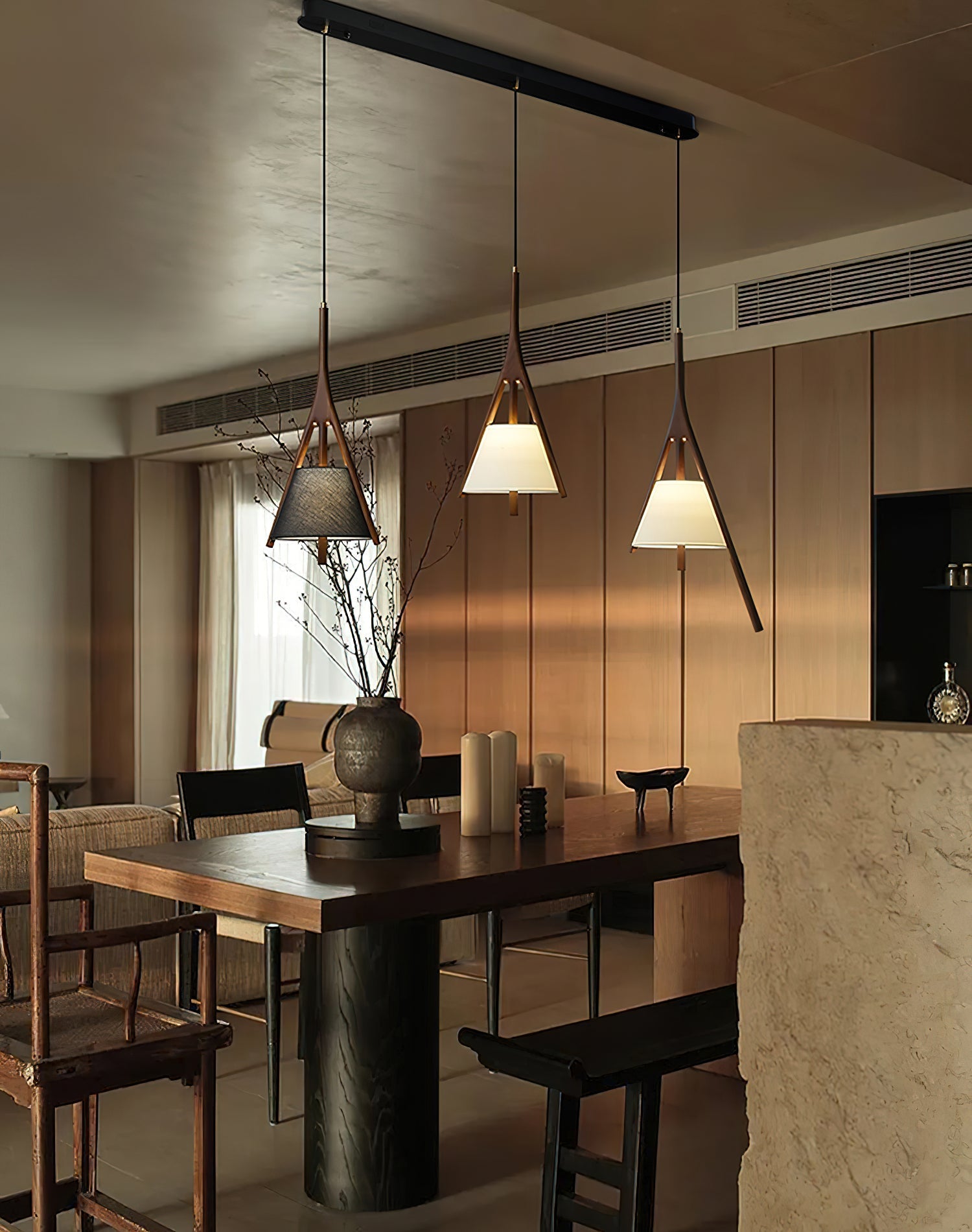 Zovenarae Triangular Wood Pendant Light-Neutral Decor