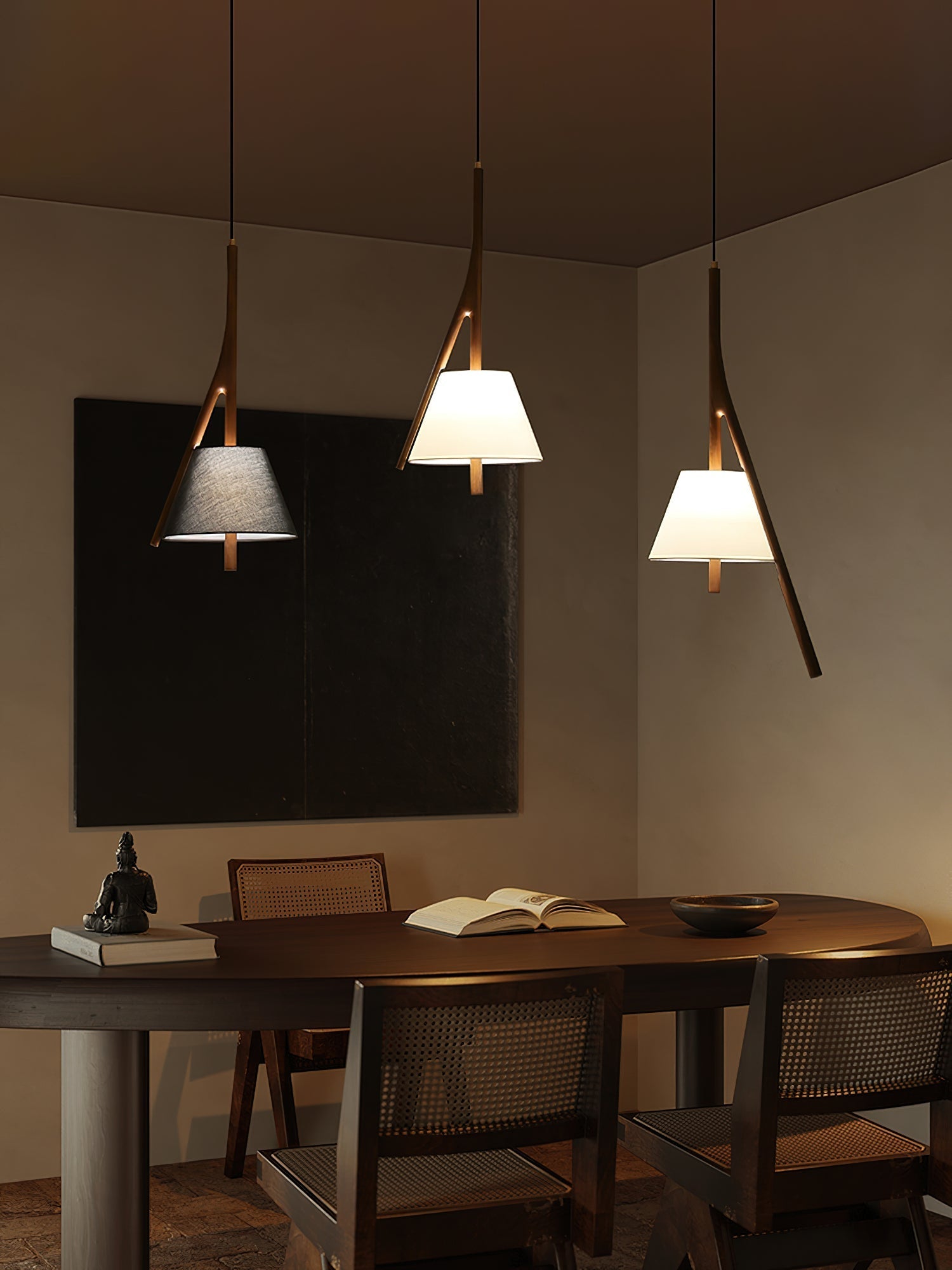 Zovenarae Triangular Wood Pendant Light-Neutral Decor