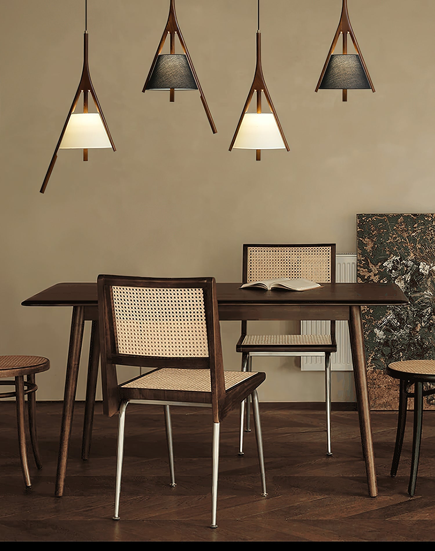Zovenarae Triangular Wood Pendant Light-Neutral Decor