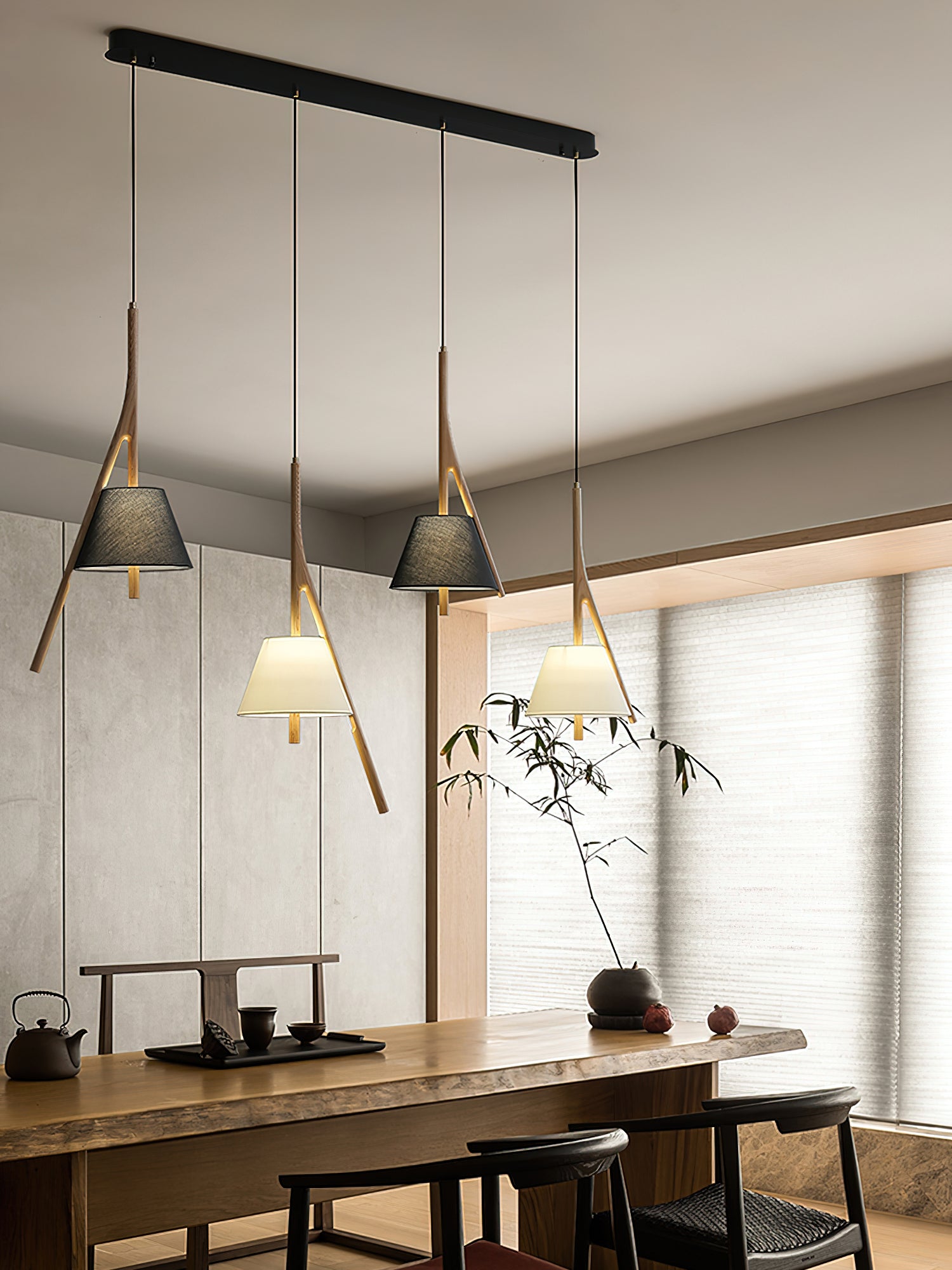 Zovenarae Triangular Wood Pendant Light-Neutral Decor
