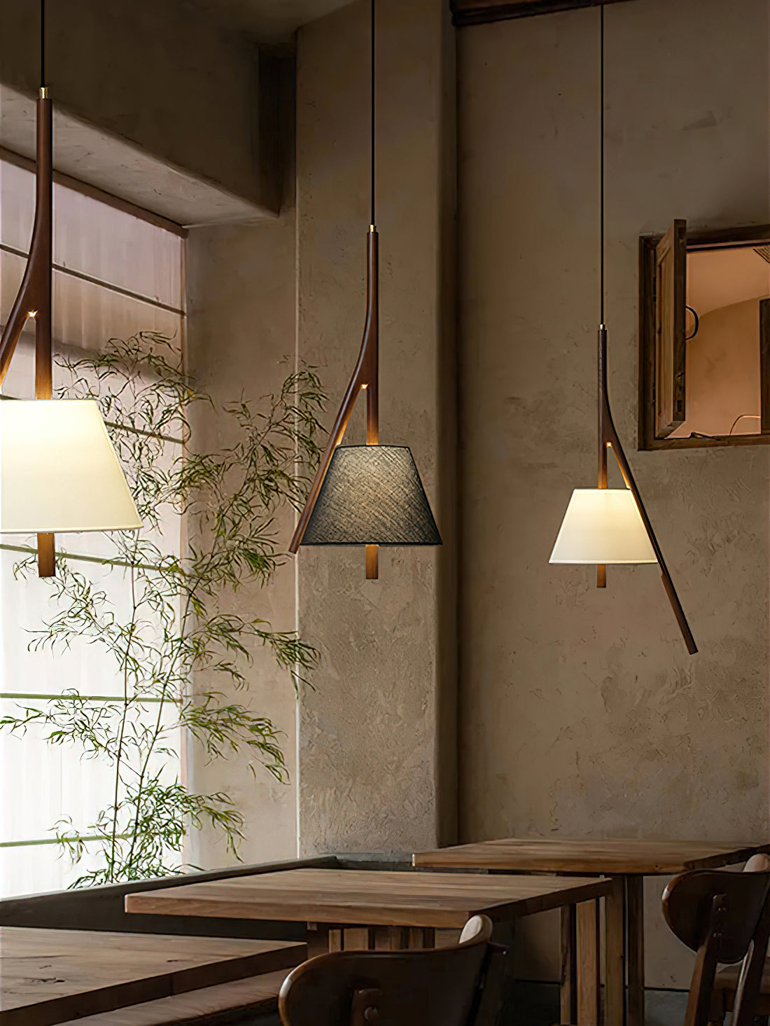 Zovenarae Triangular Wood Pendant Light-Neutral Decor