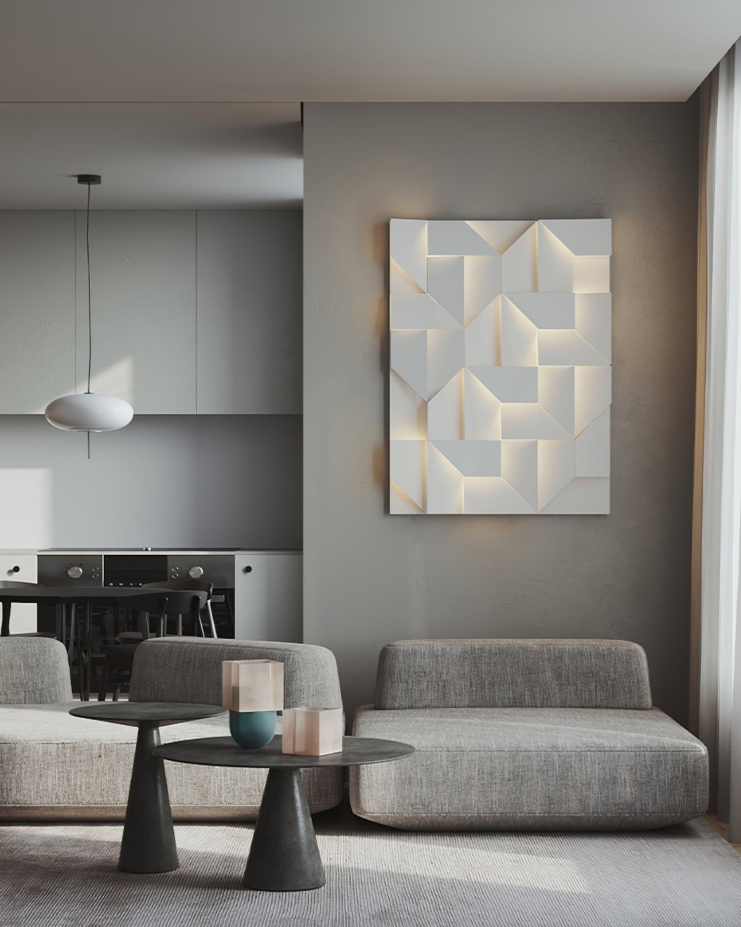Wall Lamp 3D Geometric Panels Layered Light Art Remote Dimming Modern
