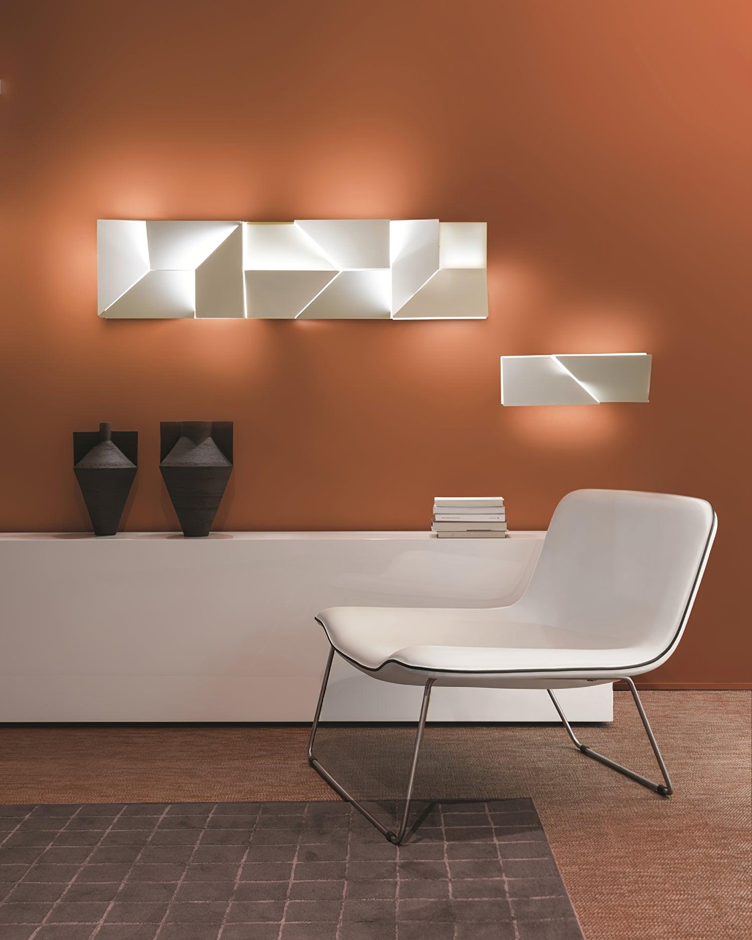 Wall Lamp 3D Geometric Panels Layered Light Art Remote Dimming Modern