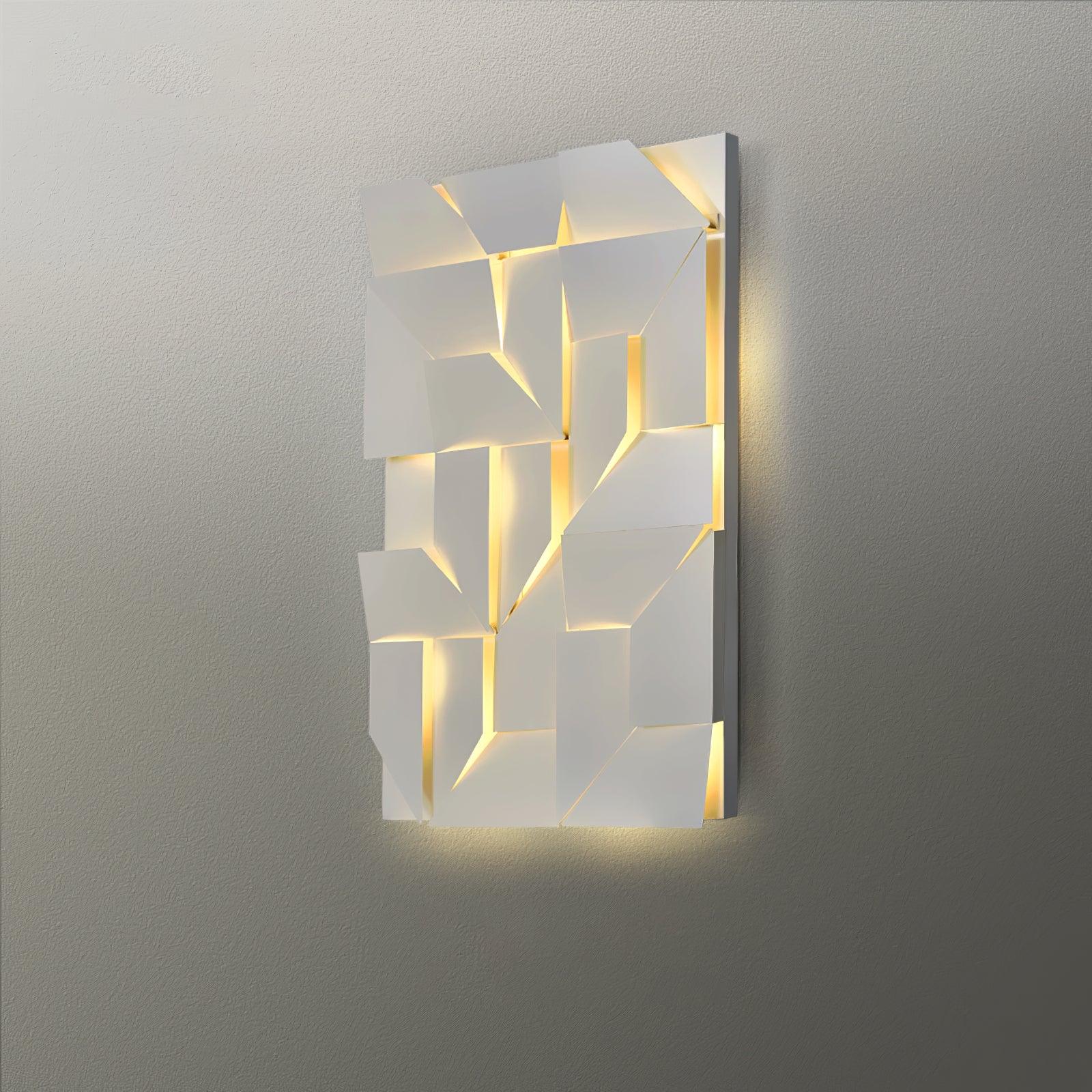 Wall Lamp 3D Geometric Panels Layered Light Art Remote Dimming Modern