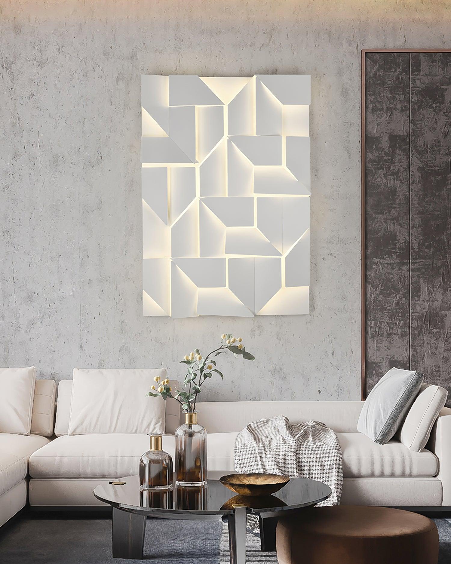 Wall Lamp 3D Geometric Panels Layered Light Art Remote Dimming Modern