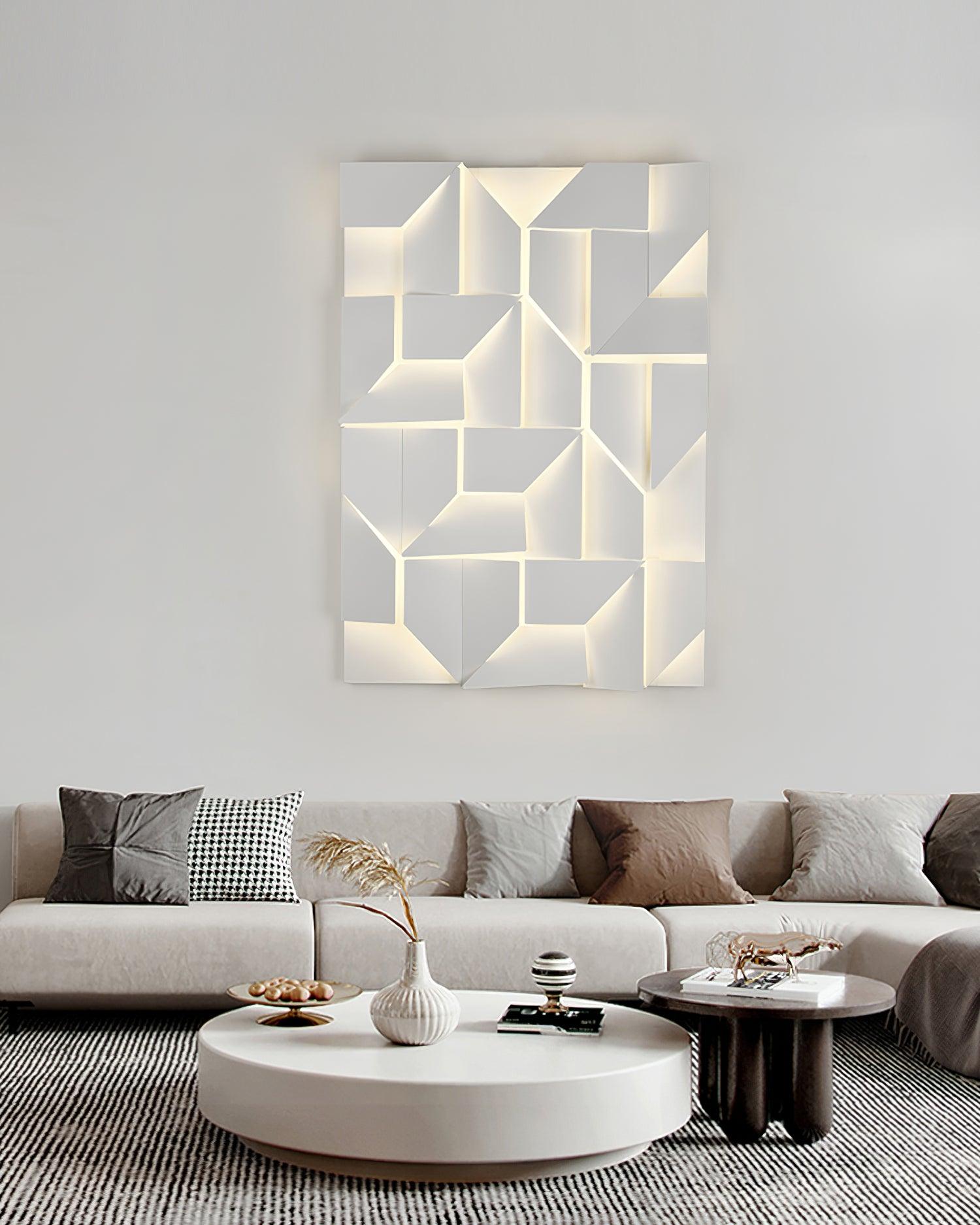 Wall Lamp 3D Geometric Panels Layered Light Art Remote Dimming Modern